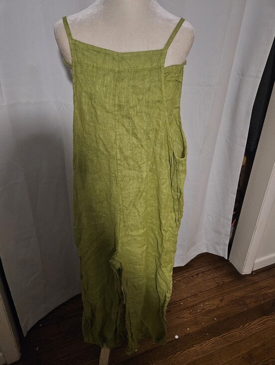 Pants - Meo Mei Linen Olive Green Spaghetti-Strap Italian Linen Jumpsuit Small?